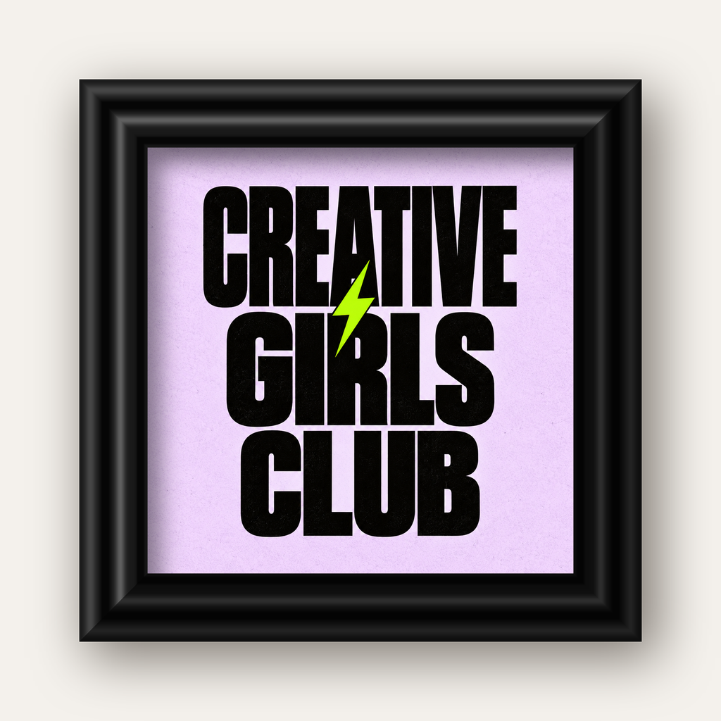 CREATIVE GIRLS CLUB Tipografik Motive Edici Poster — siyah galeri çerçeveli