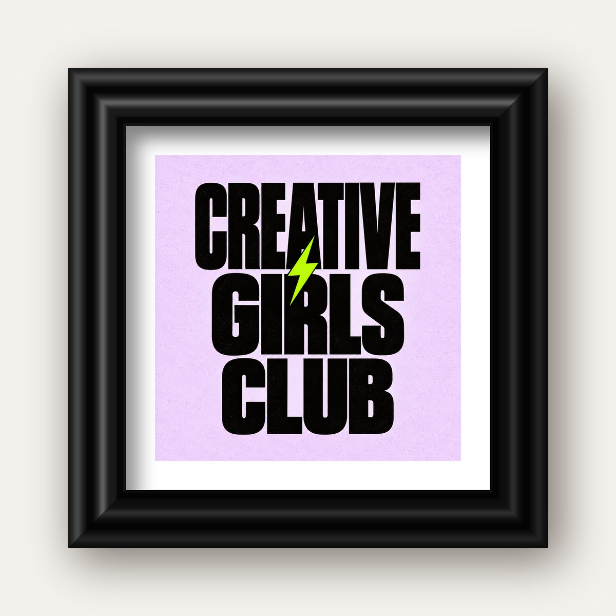CREATIVE GIRLS CLUB Tipografik Motive Edici Poster — siyah galeri çerçeveli paspartulu