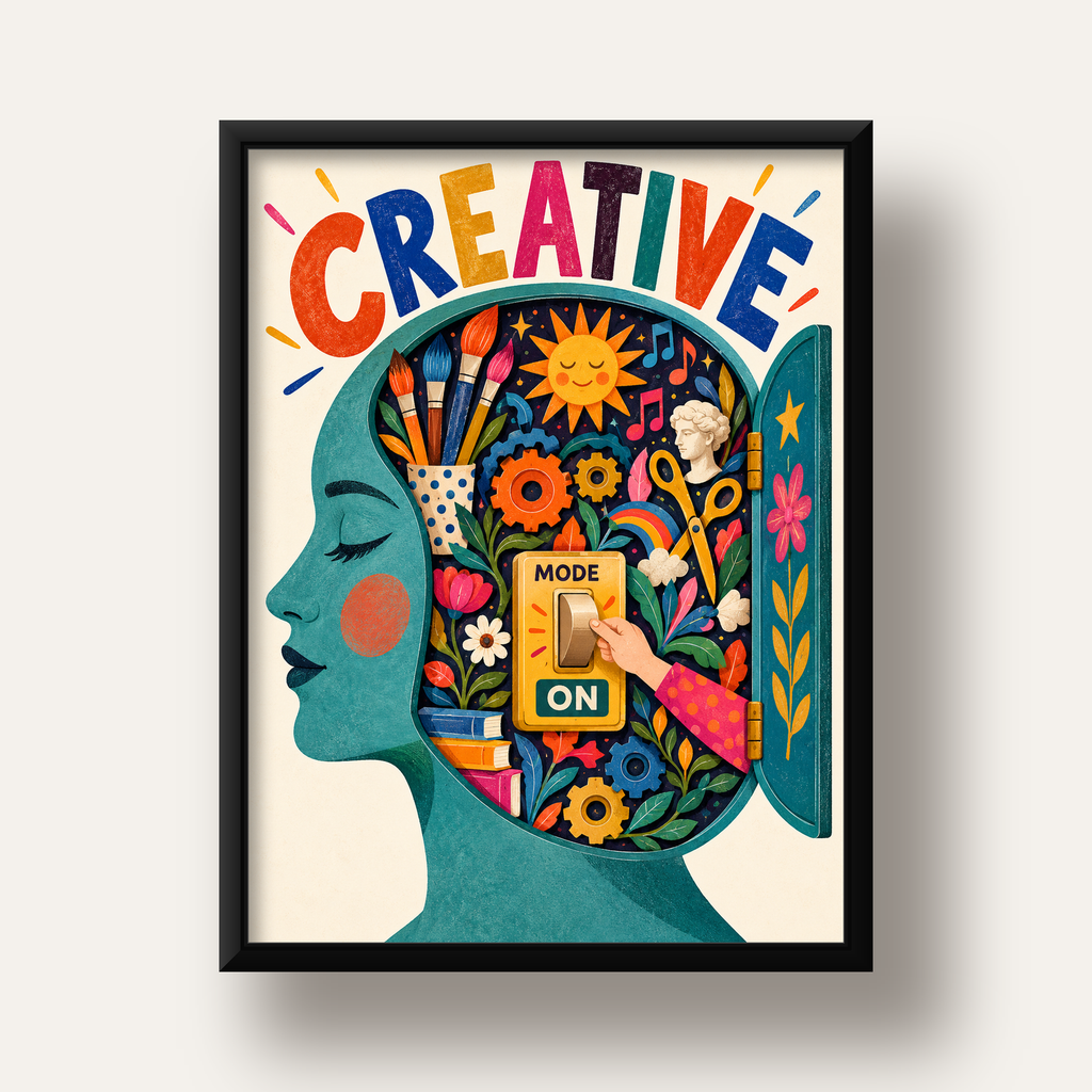 Creative: Yaratıcılık ve Hayal Gücü Temalı Sanat Poster — siyah derin çerçeveli