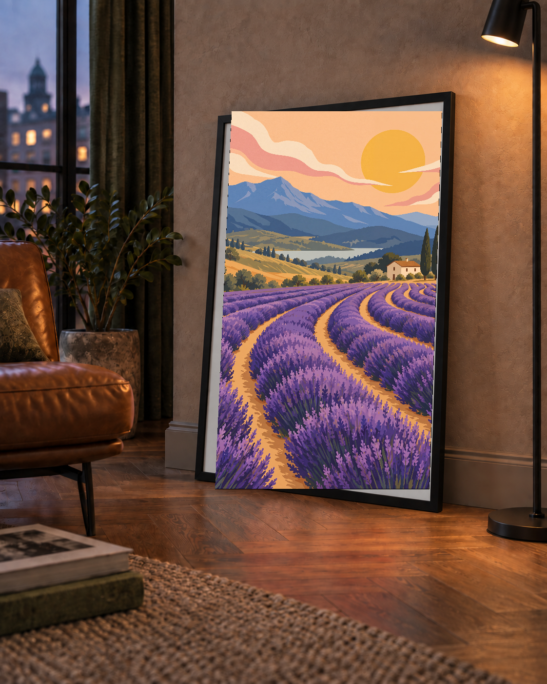 Lavanta Tarlası Manzarası Dijital Poster – Pastoral Sanat Baskısı