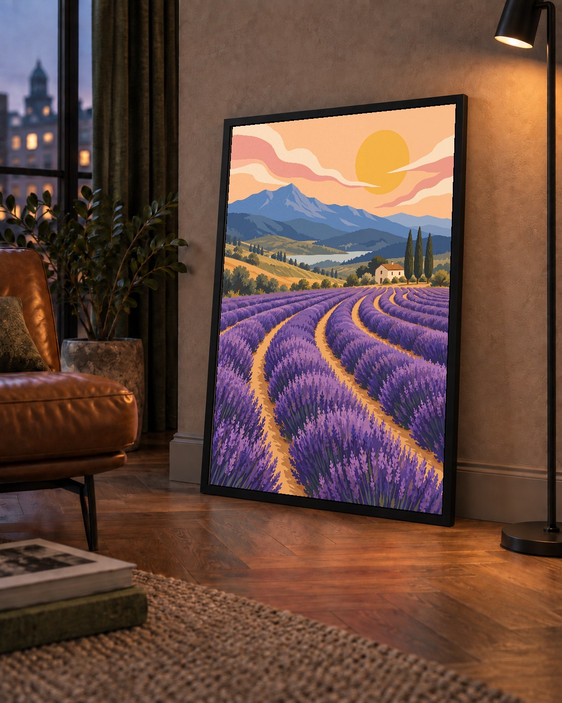 Lavanta Tarlası Manzarası Dijital Poster – Pastoral Sanat Baskısı