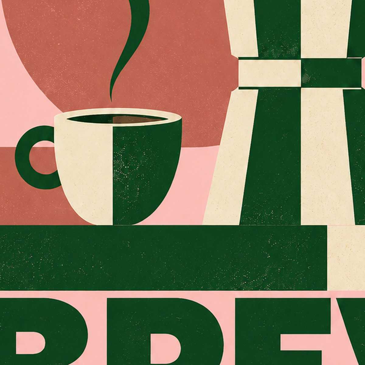 Retro Minimal Moka Pot Poster – DAILY BREW Kahve Sanatı — baskının yakın çekimi, kâğıt dokusu ve renk detayı