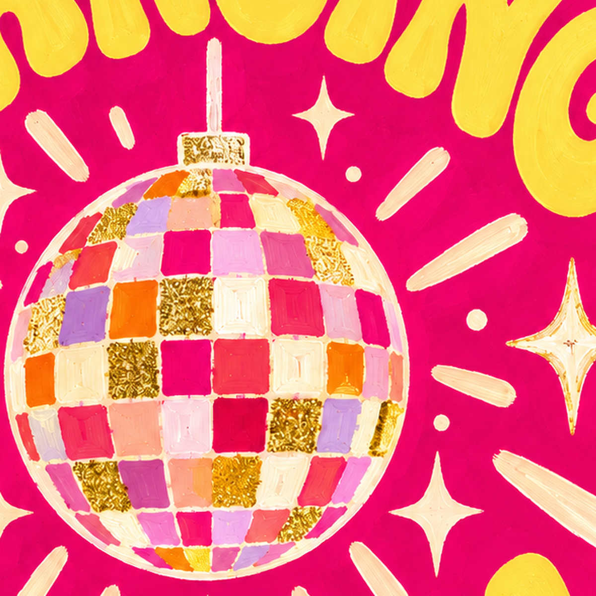 Dancing Queen Disco Topu Poster - Renkli ve Enerjik Duvar Dekoru — baskının yakın çekimi, kâğıt dokusu ve renk detayı