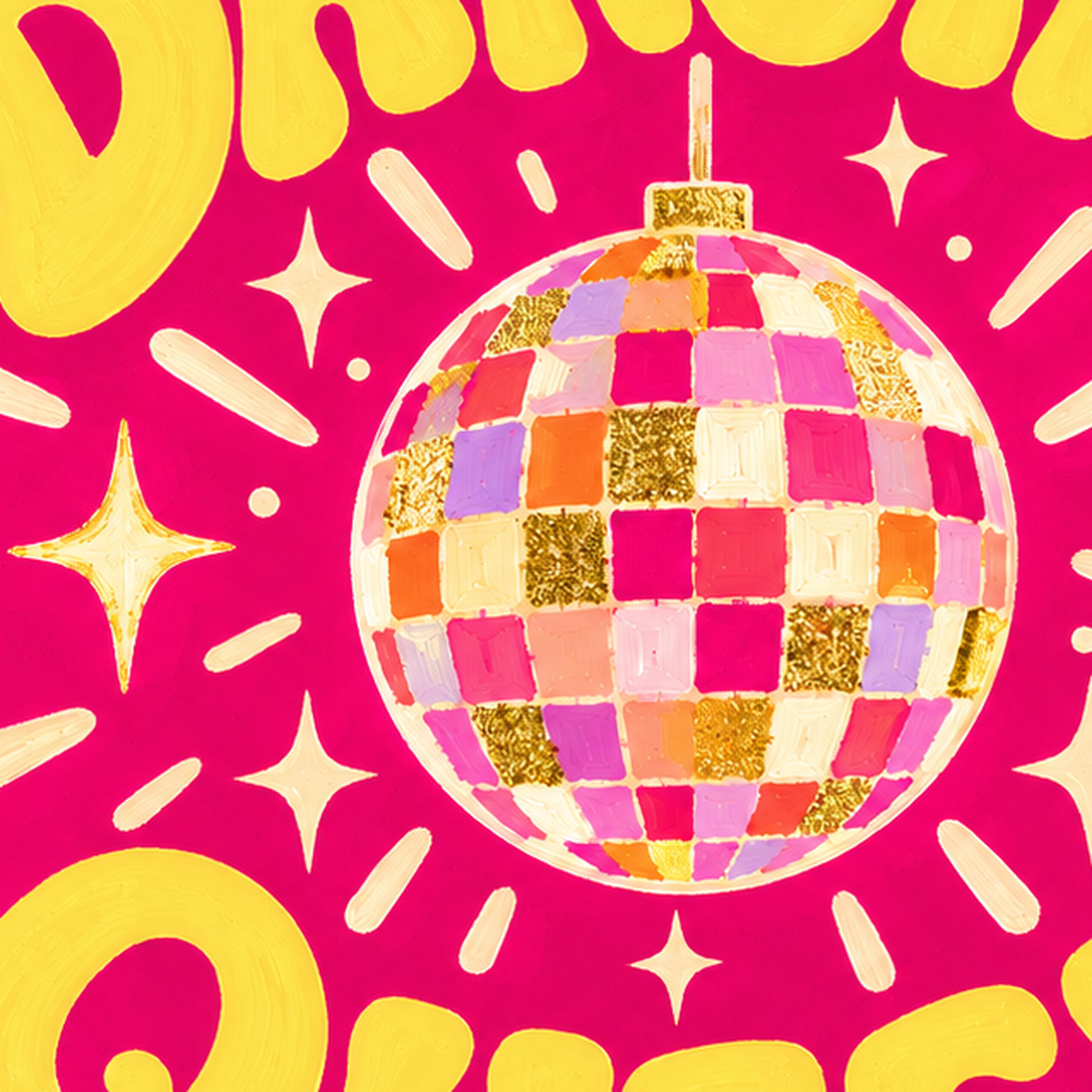 Dancing Queen Disco Topu Poster - Renkli ve Enerjik Duvar Dekoru — baskının yakın çekimi, kâğıt dokusu ve renk detayı