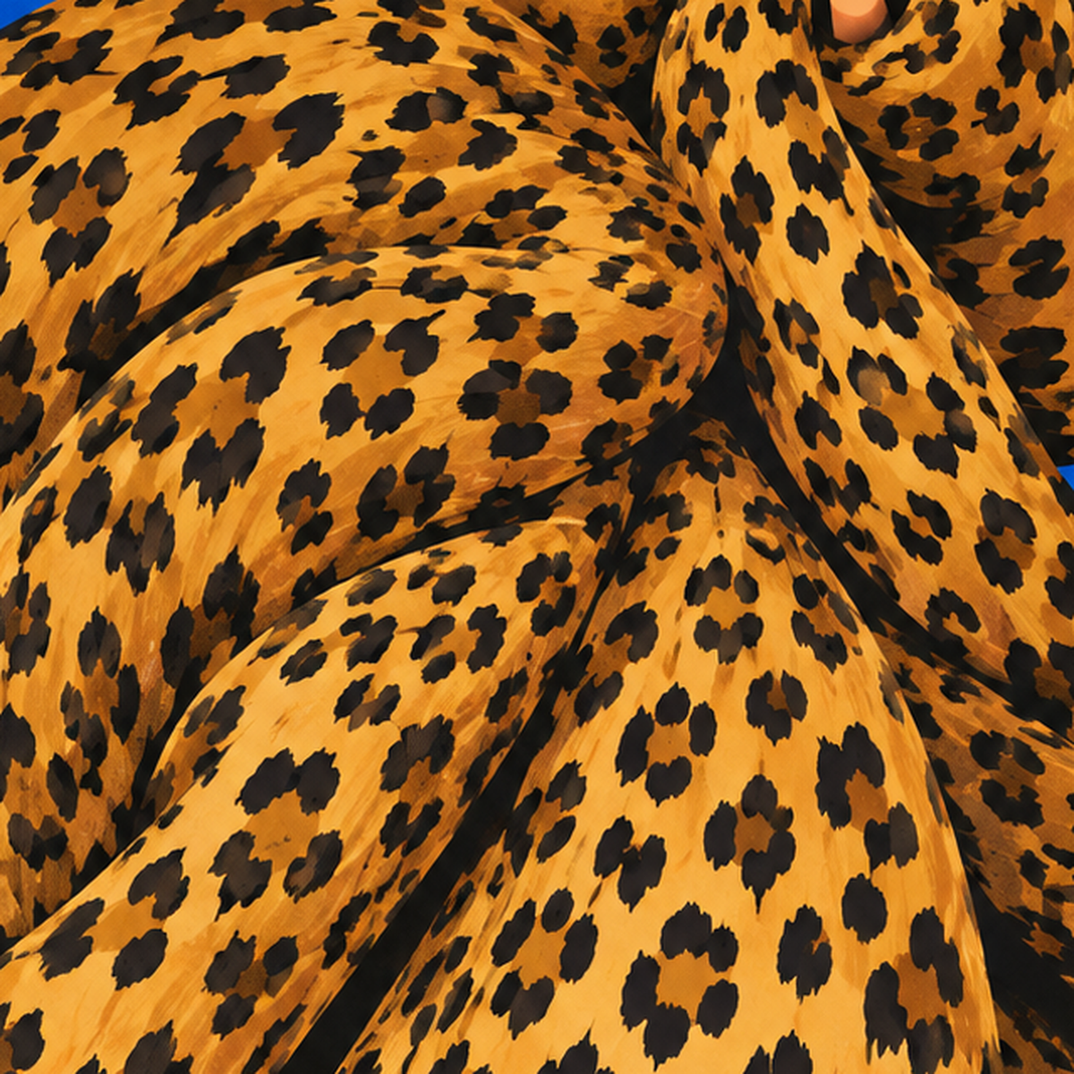 Leopar Desenli Moda Kadın İllüstrasyon Sanat Posteri — baskının yakın çekimi, kâğıt dokusu ve renk detayı