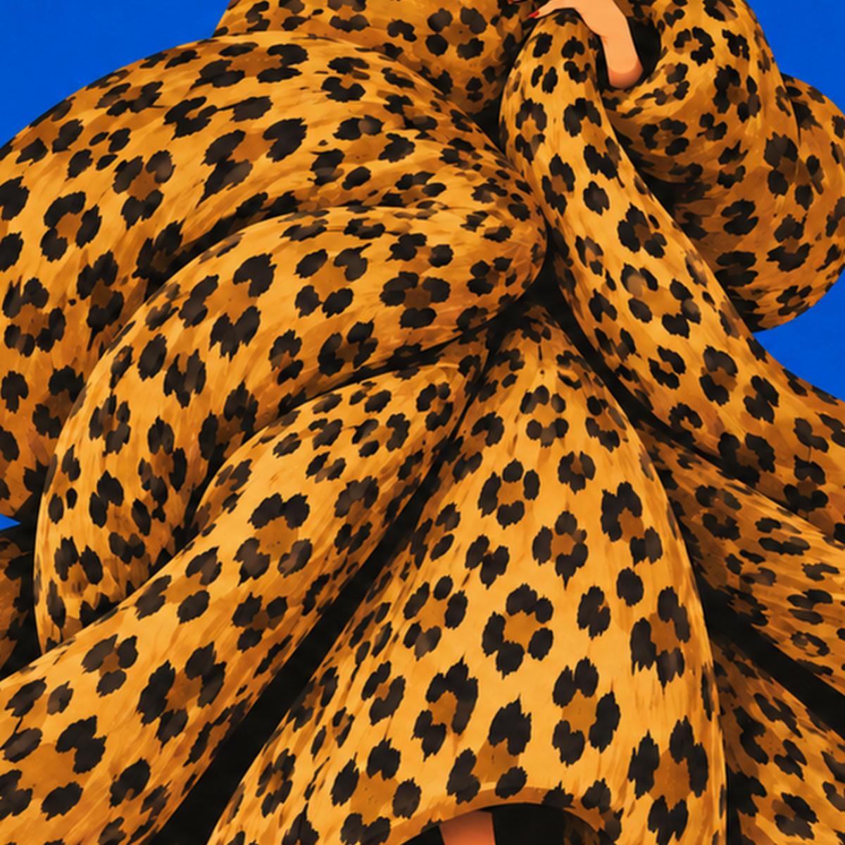 Leopar Desenli Moda Kadın İllüstrasyon Sanat Posteri — baskının yakın çekimi, kâğıt dokusu ve renk detayı
