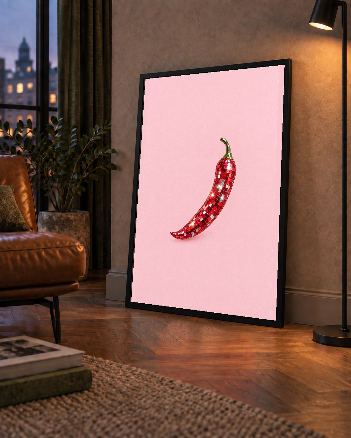 Disco Biber Poster – Dijital Kolaj Eğlenceli Duvar Dekoru