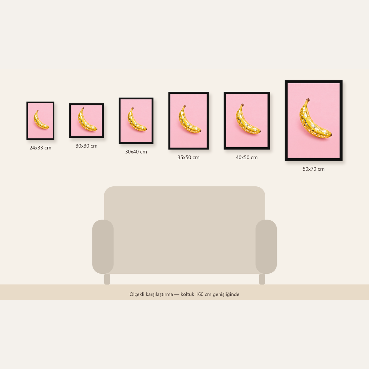 Disco Muzlu Pop Sanat Poster – Pembe Minimal Kolaj Baskı — Dikey ölçülerinin karşılaştırması
