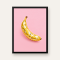 Disco Muzlu Pop Sanat Poster – Pembe Minimal Kolaj Baskı — Dikey baskı, düz siyah çerçeveli duvar posteri