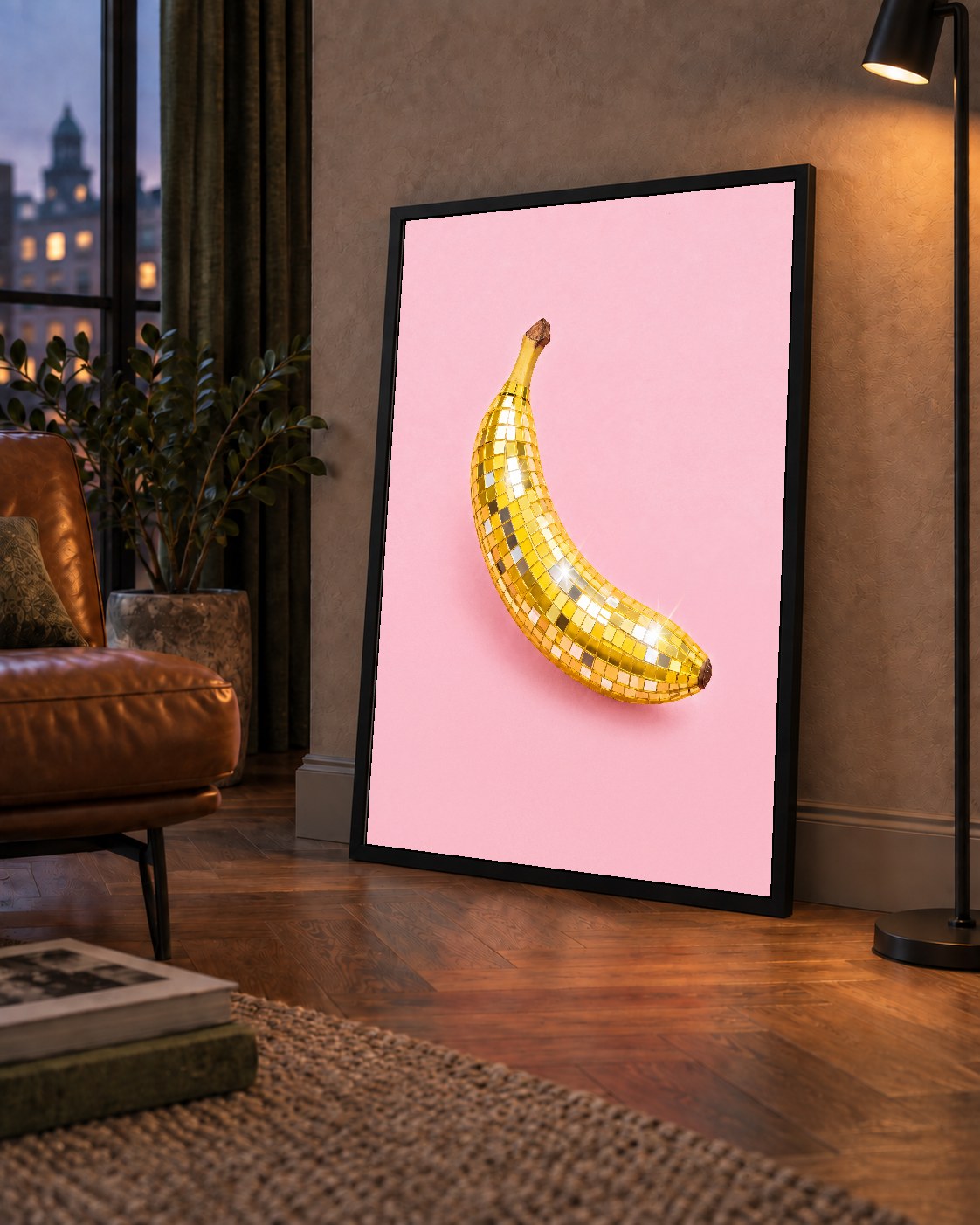 Disco Muzlu Pop Sanat Poster – Pembe Minimal Kolaj Baskı