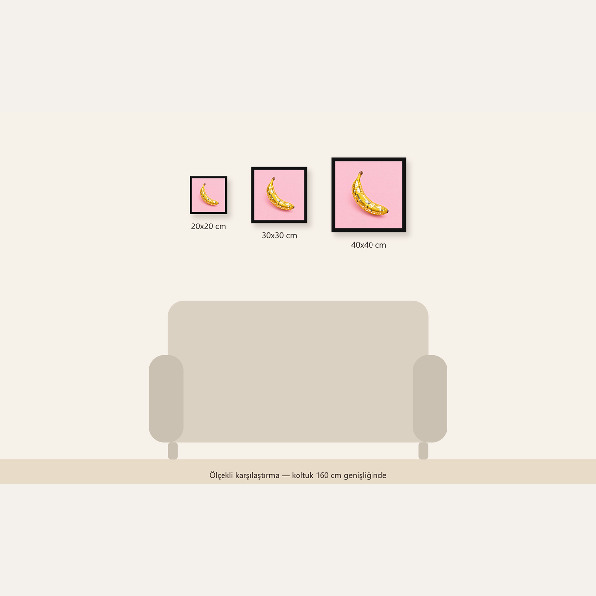 Disco Muzlu Pop Sanat Poster – Pembe Minimal Kolaj Baskı — Kare ölçülerinin karşılaştırması