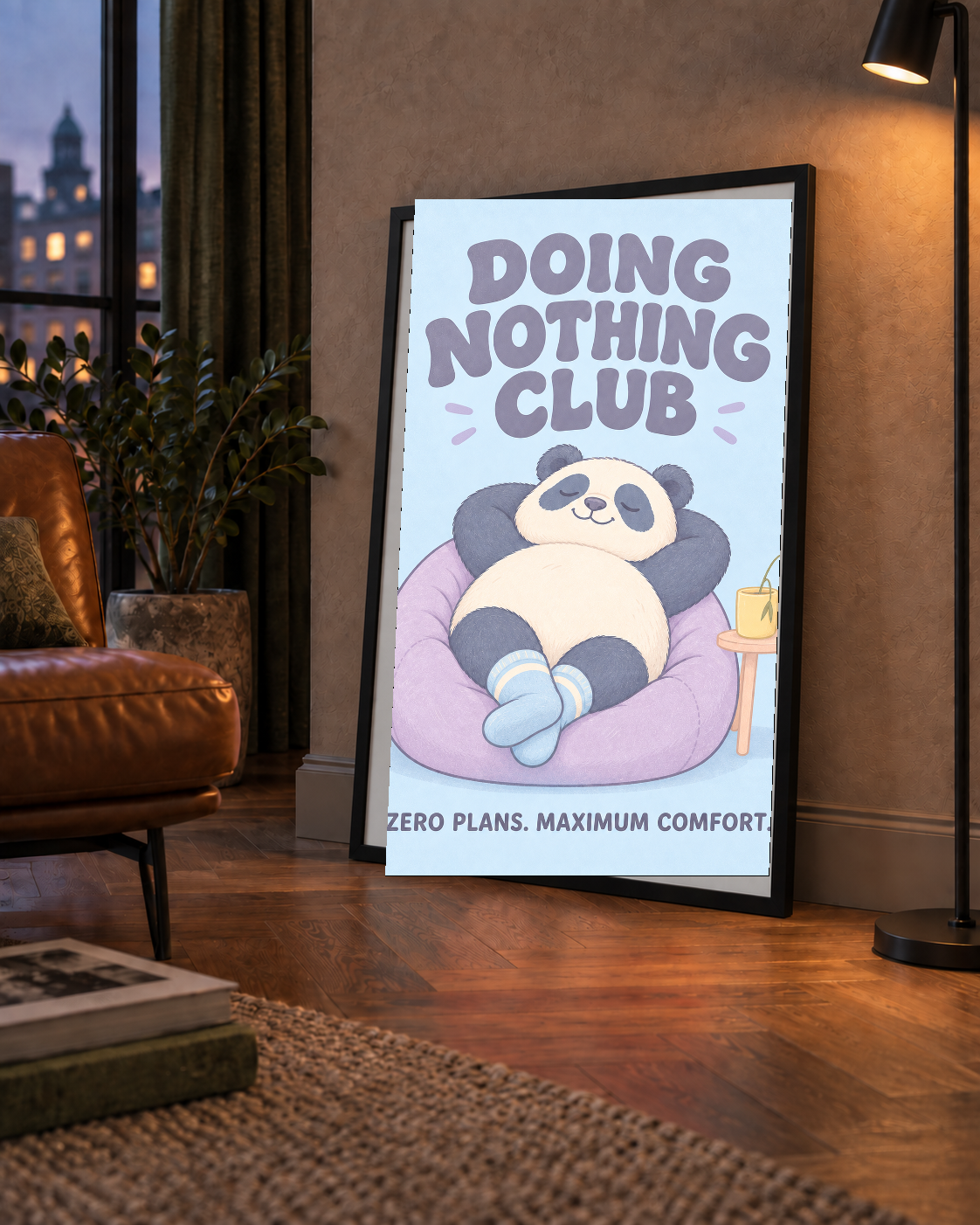 Rahatlayan Panda: Dijital İllüstrasyon Poster Baskı
