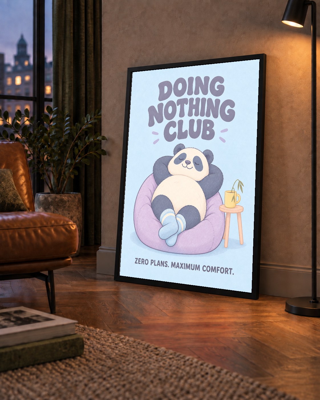 Rahatlayan Panda: Dijital İllüstrasyon Poster Baskı