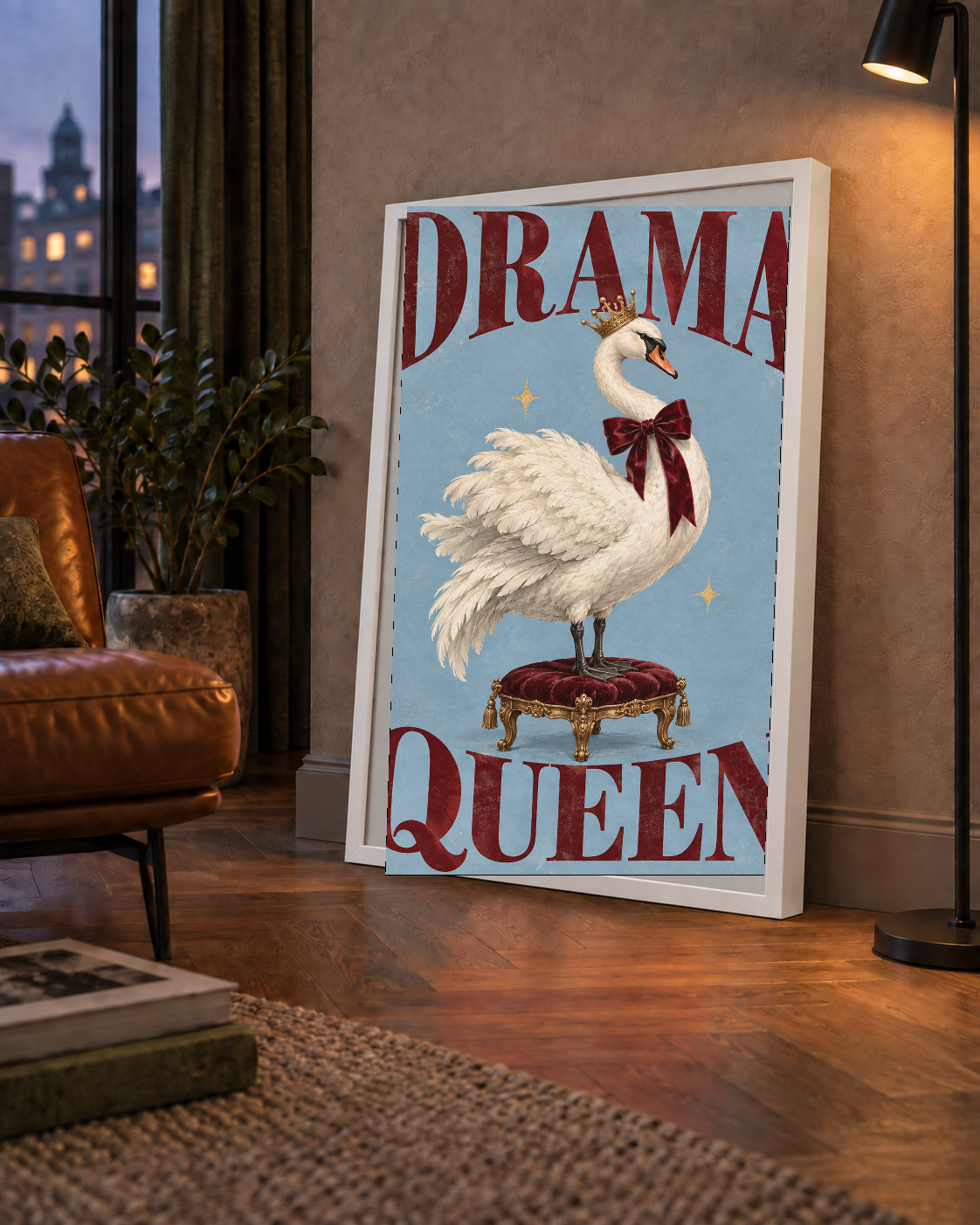 Drama Queen Kuğu Poster – Nostaljik ve Zarif Duvar Dekoru