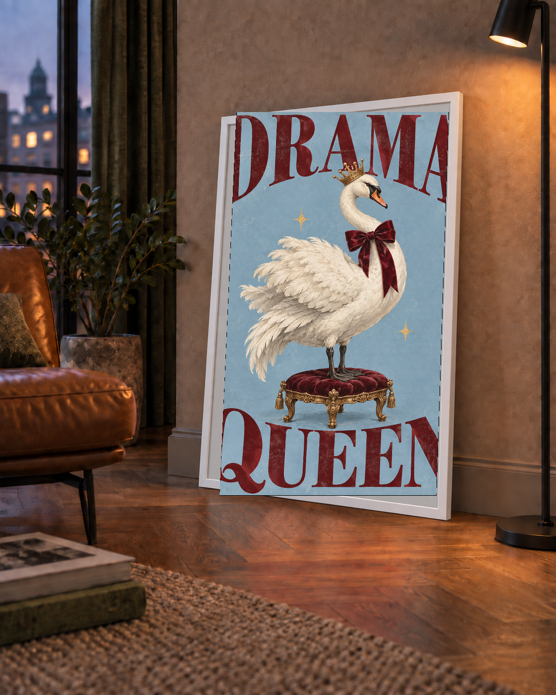 Drama Queen Kuğu Poster – Nostaljik ve Zarif Duvar Dekoru