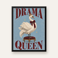 Drama Queen Kuğu Poster – Nostaljik ve Zarif Duvar Dekoru — Dikey baskı, düz siyah çerçeveli duvar posteri