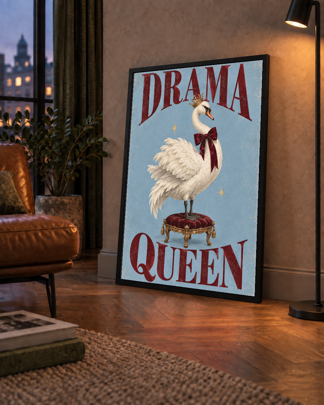 Drama Queen Kuğu Poster – Nostaljik ve Zarif Duvar Dekoru