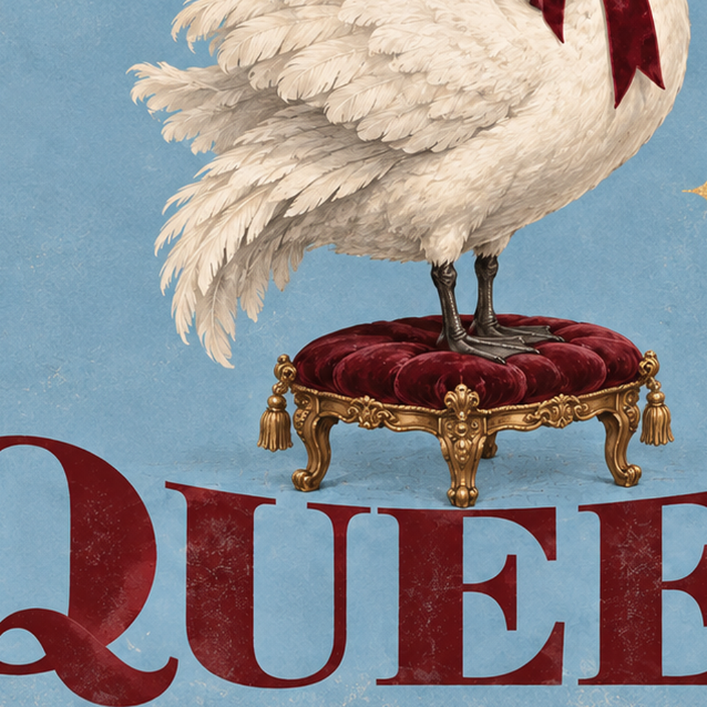 Drama Queen Kuğu Poster – Nostaljik ve Zarif Duvar Dekoru — baskının yakın çekimi, kâğıt dokusu ve renk detayı