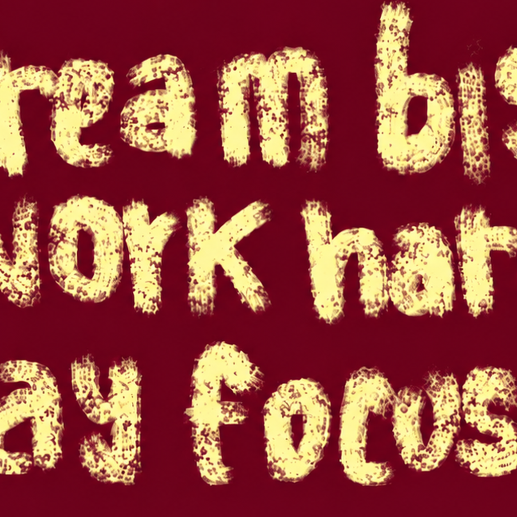 Dream Big Work Hard Motivasyonel Poster - Sade Duvar Dekoru — baskının yakın çekimi, kâğıt dokusu ve renk detayı