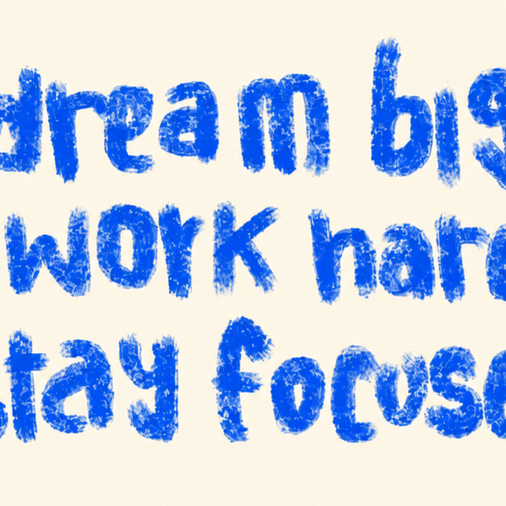 Dream Big Work Hard Poster – İlham Verici Modern Duvar Yazısı — baskının yakın çekimi, kâğıt dokusu ve renk detayı