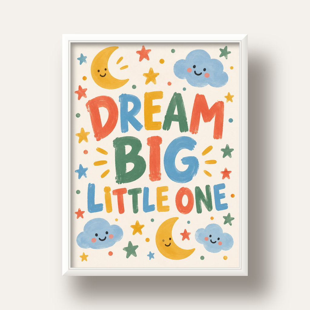 Dream Big Little One — beyaz derin çerçeveli