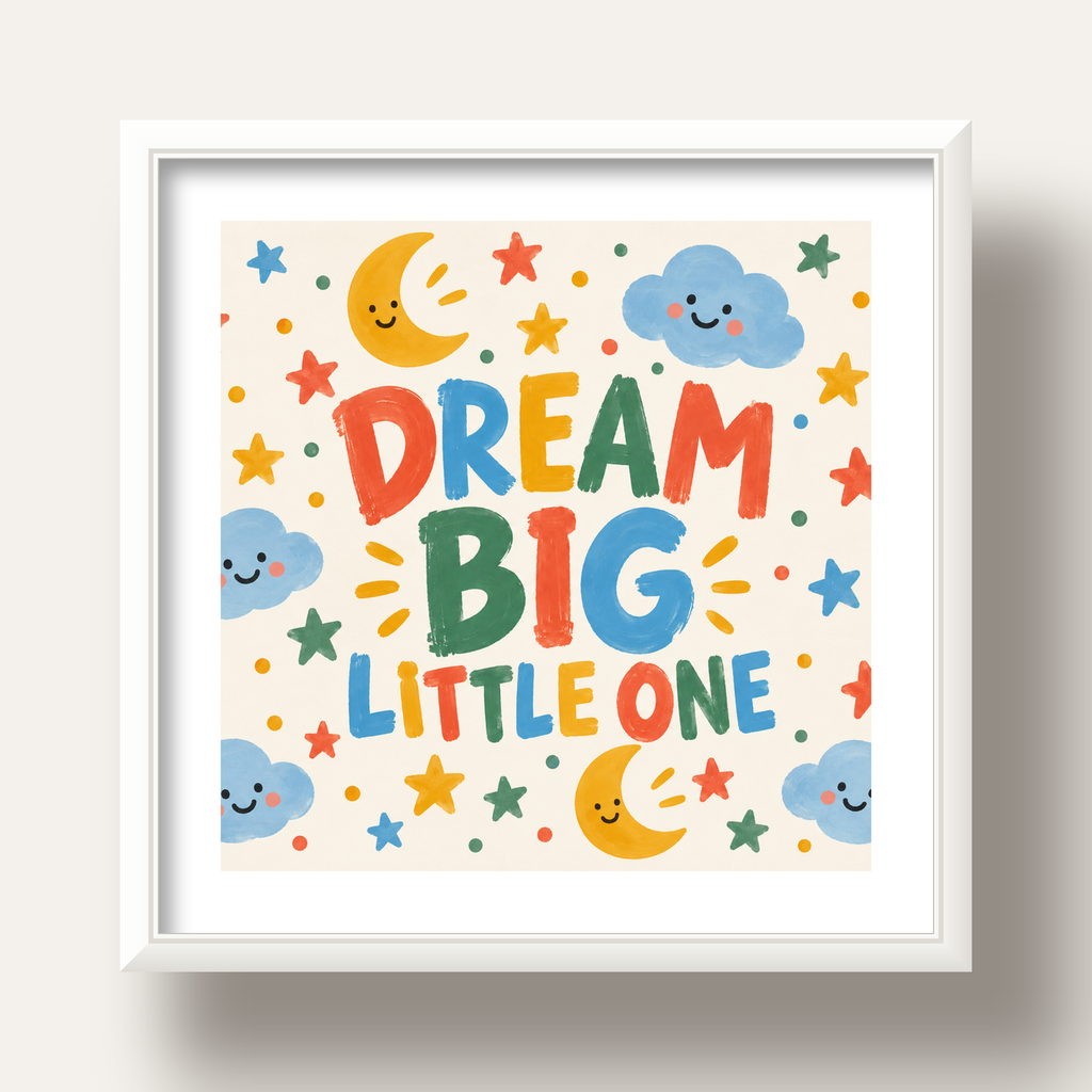 Dream Big Little One — beyaz derin çerçeveli paspartulu