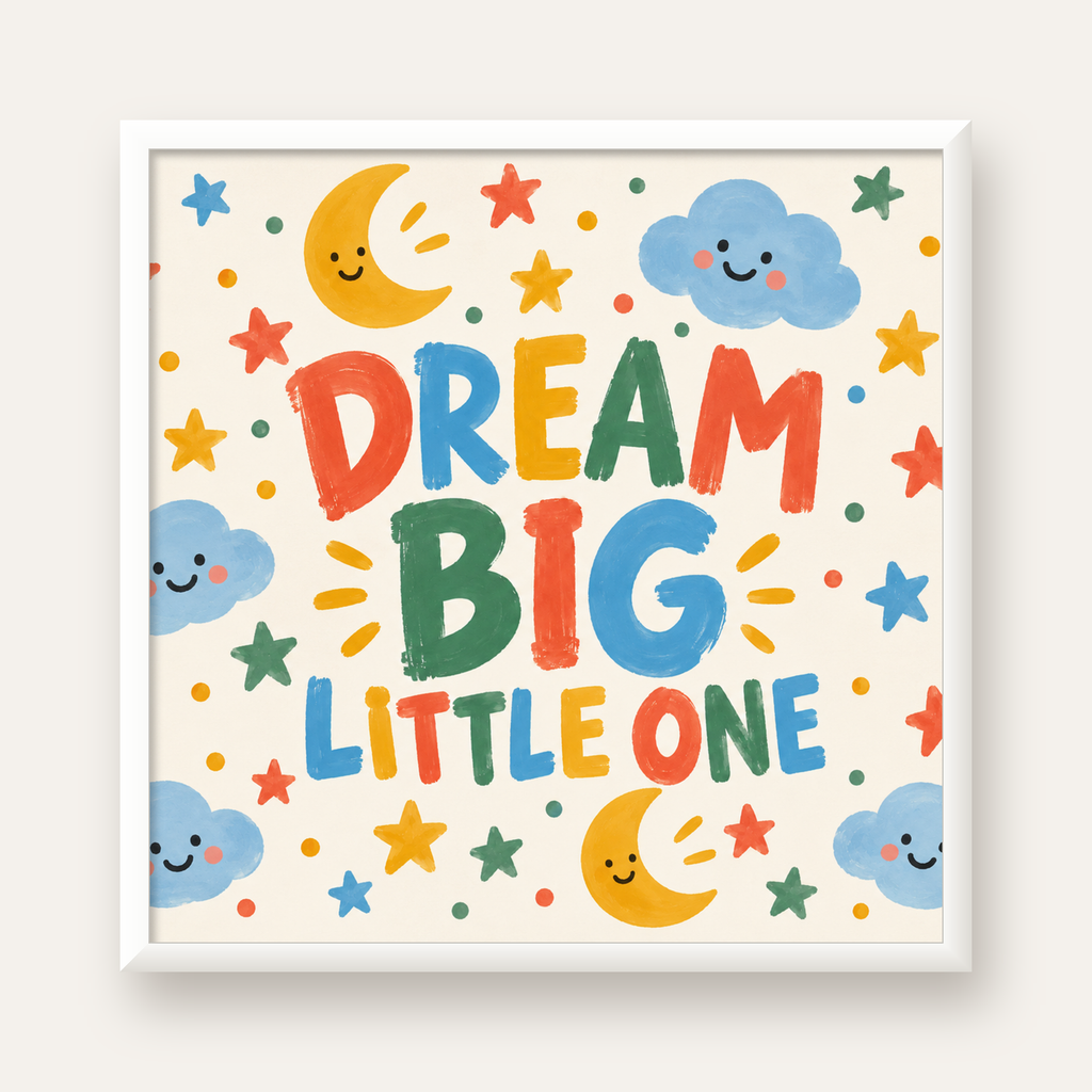 Dream Big Little One — beyaz çerçeveli kare poster