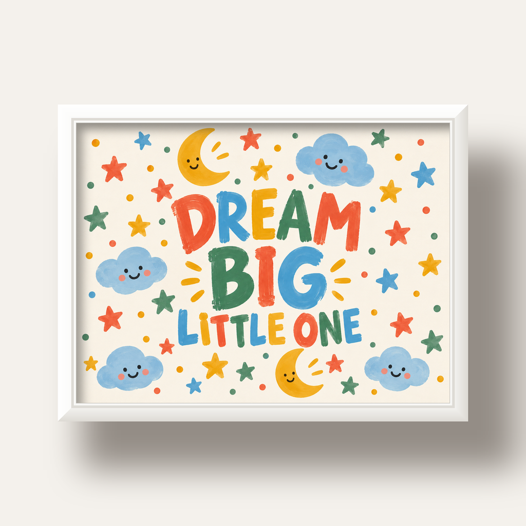 Dream Big Little One — beyaz derin çerçeveli