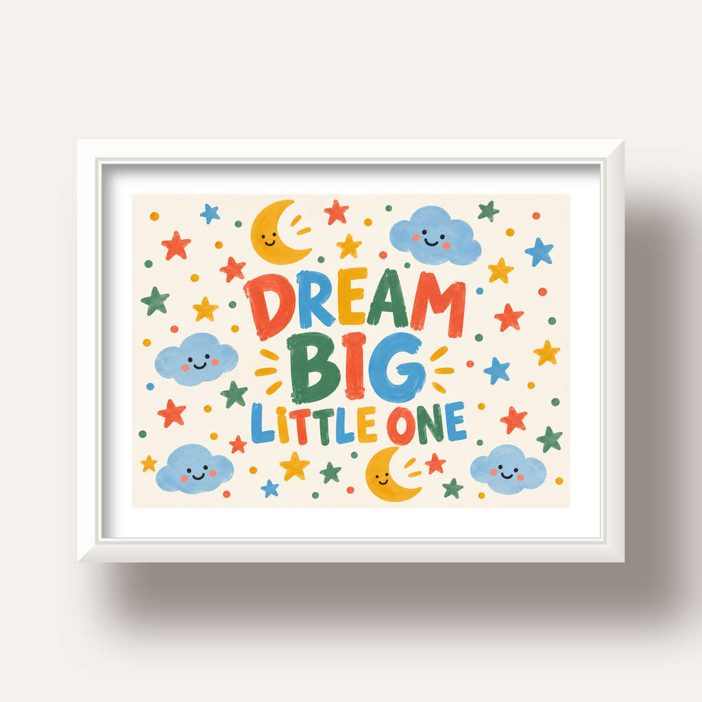 Dream Big Little One — beyaz derin çerçeveli paspartulu