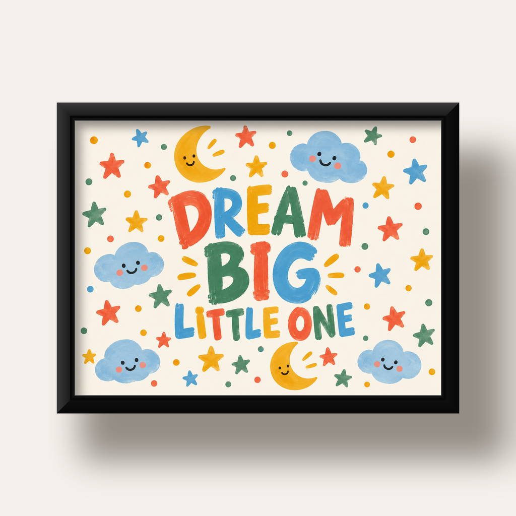 Dream Big Little One — siyah derin çerçeveli