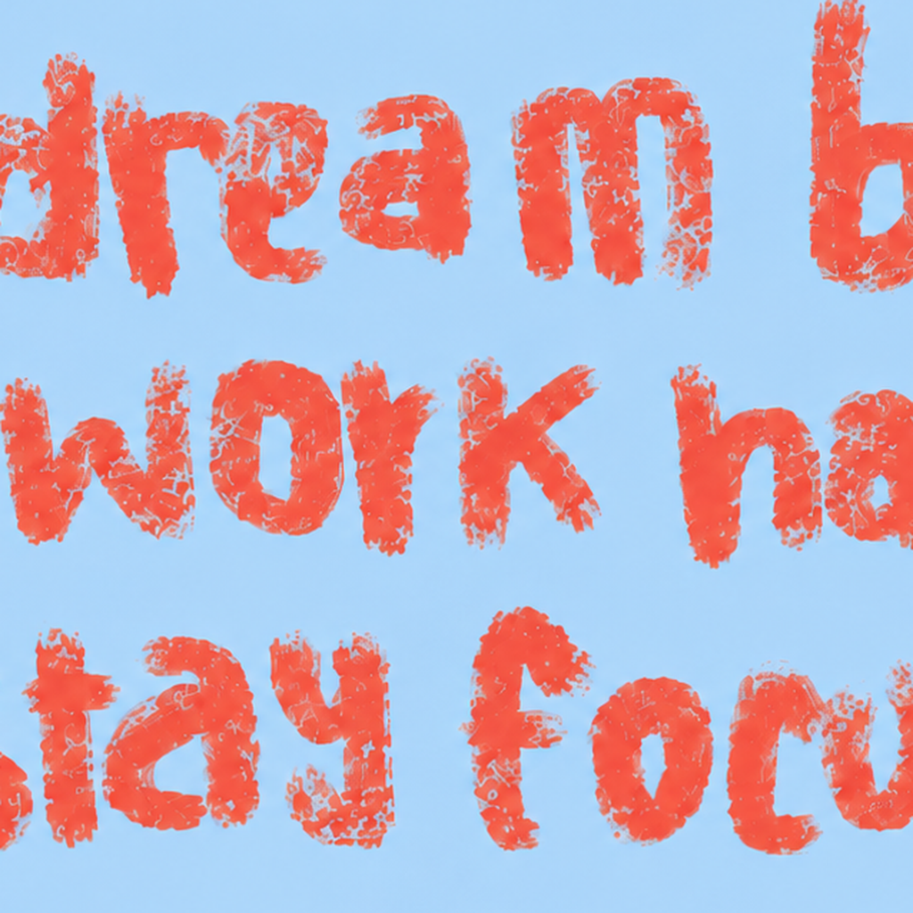 Dream Big Work Hard Posteri – Motive Edici Modern Duvar Dekoru — baskının yakın çekimi, kâğıt dokusu ve renk detayı