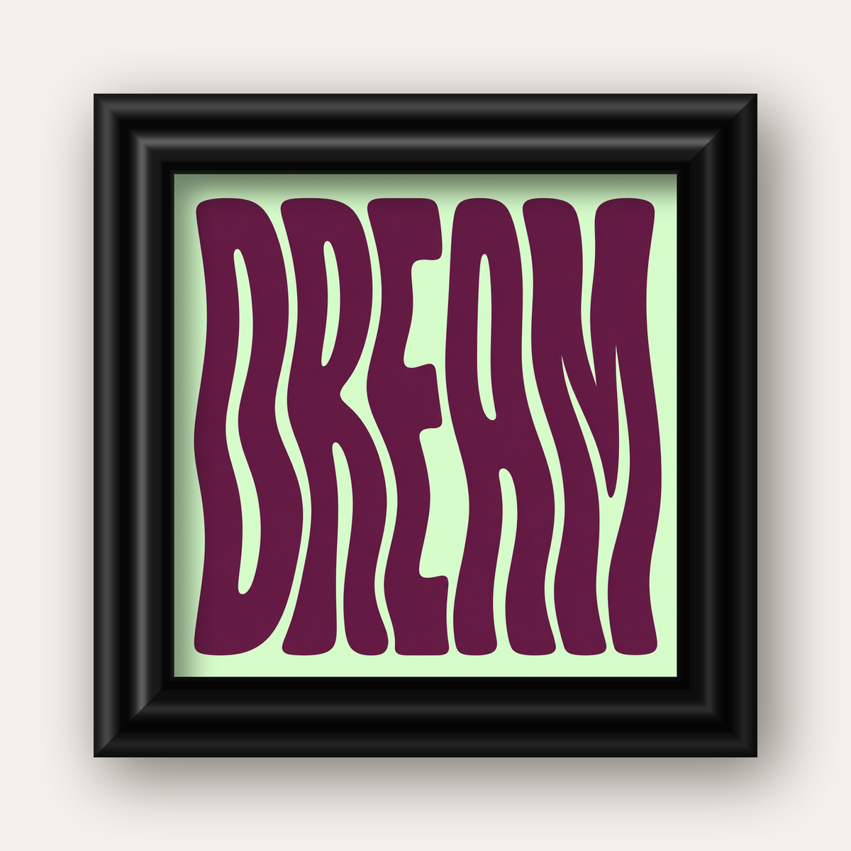 Retro Psychedelic DREAM Yazılı Modern Poster, Büyük Boy — siyah galeri çerçeveli