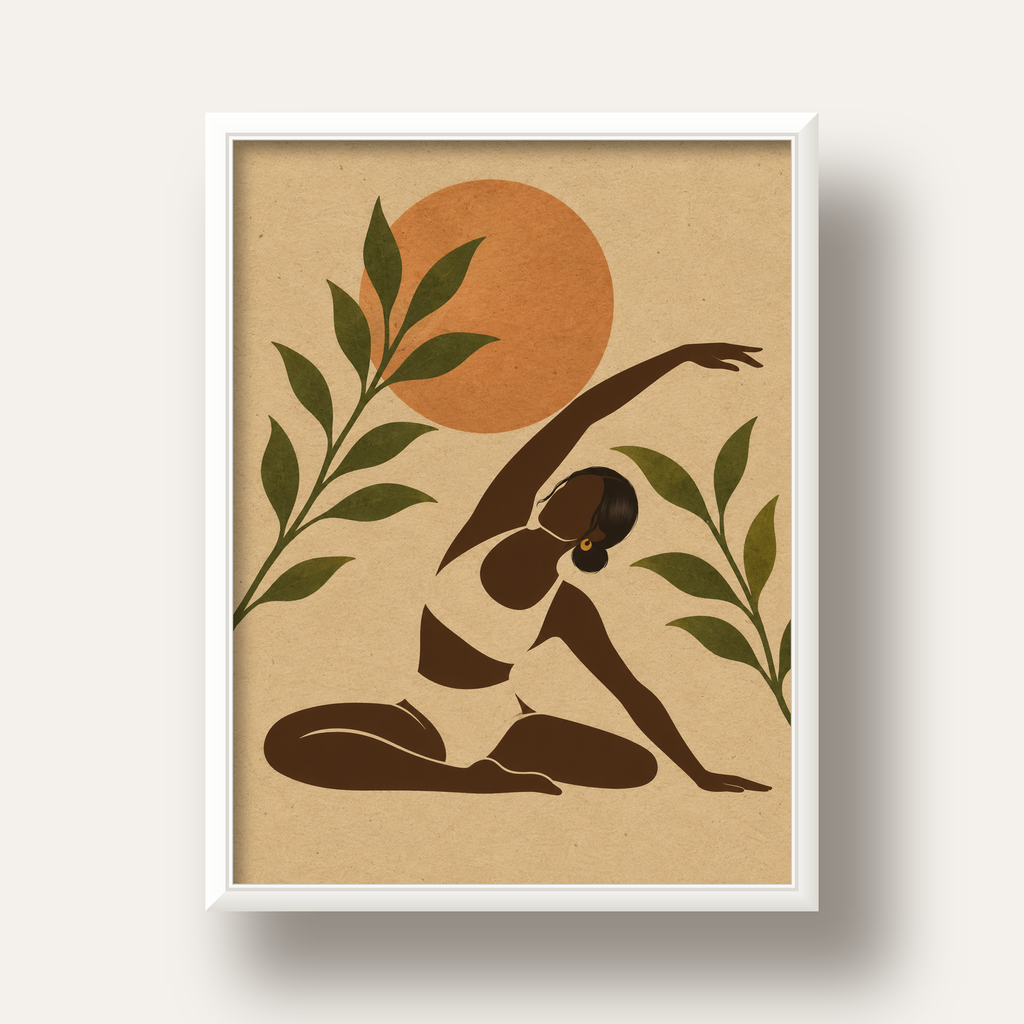 Toprak Akışı Yoga Pozu Poster — beyaz derin çerçeveli