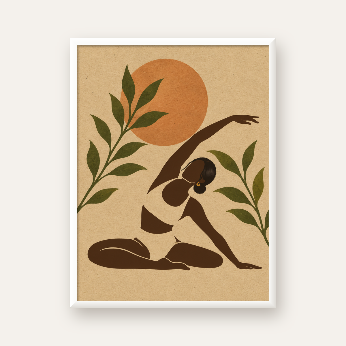 Toprak Akışı Yoga Pozu Poster — beyaz çerçeveli dikey poster