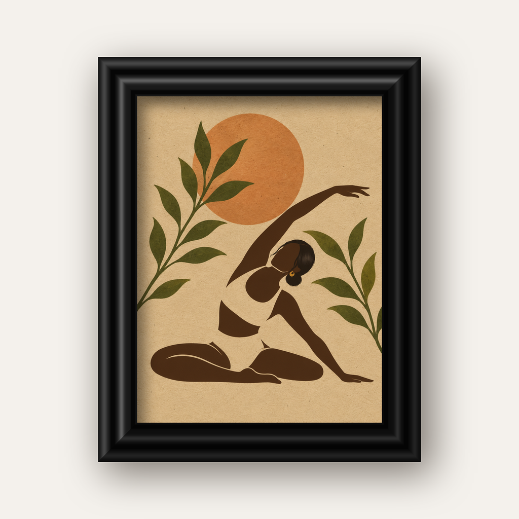 Toprak Akışı Yoga Pozu Poster — siyah galeri çerçeveli