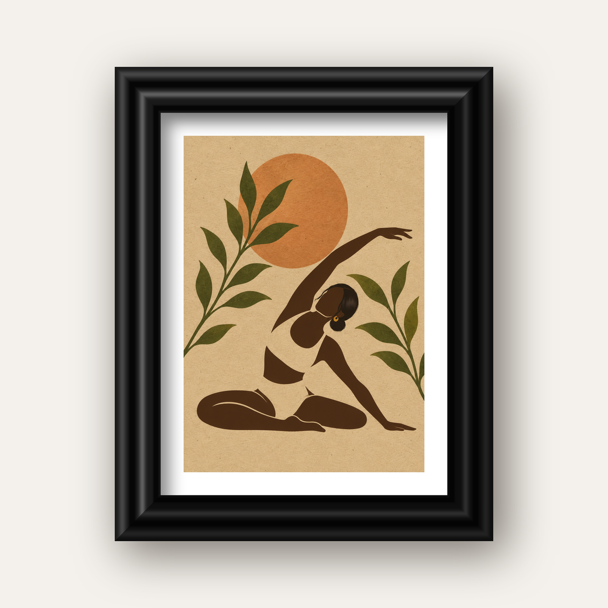 Toprak Akışı Yoga Pozu Poster — siyah galeri çerçeveli paspartulu