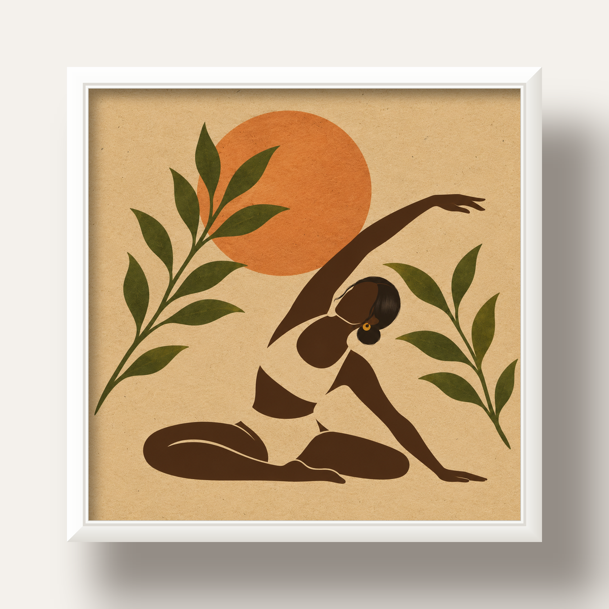 Toprak Akışı Yoga Pozu Poster — beyaz derin çerçeveli