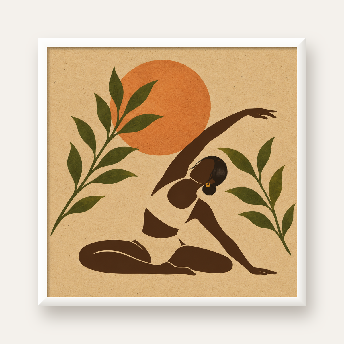Toprak Akışı Yoga Pozu Poster — beyaz çerçeveli kare poster