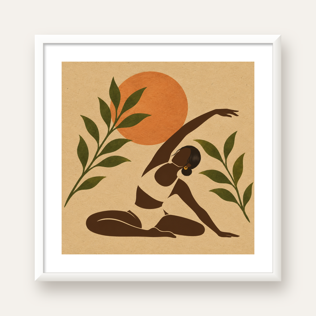 Toprak Akışı Yoga Pozu Poster — beyaz çerçeveli kare poster
