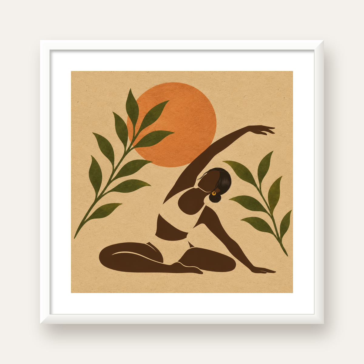Toprak Akışı Yoga Pozu Poster — beyaz çerçeveli kare poster