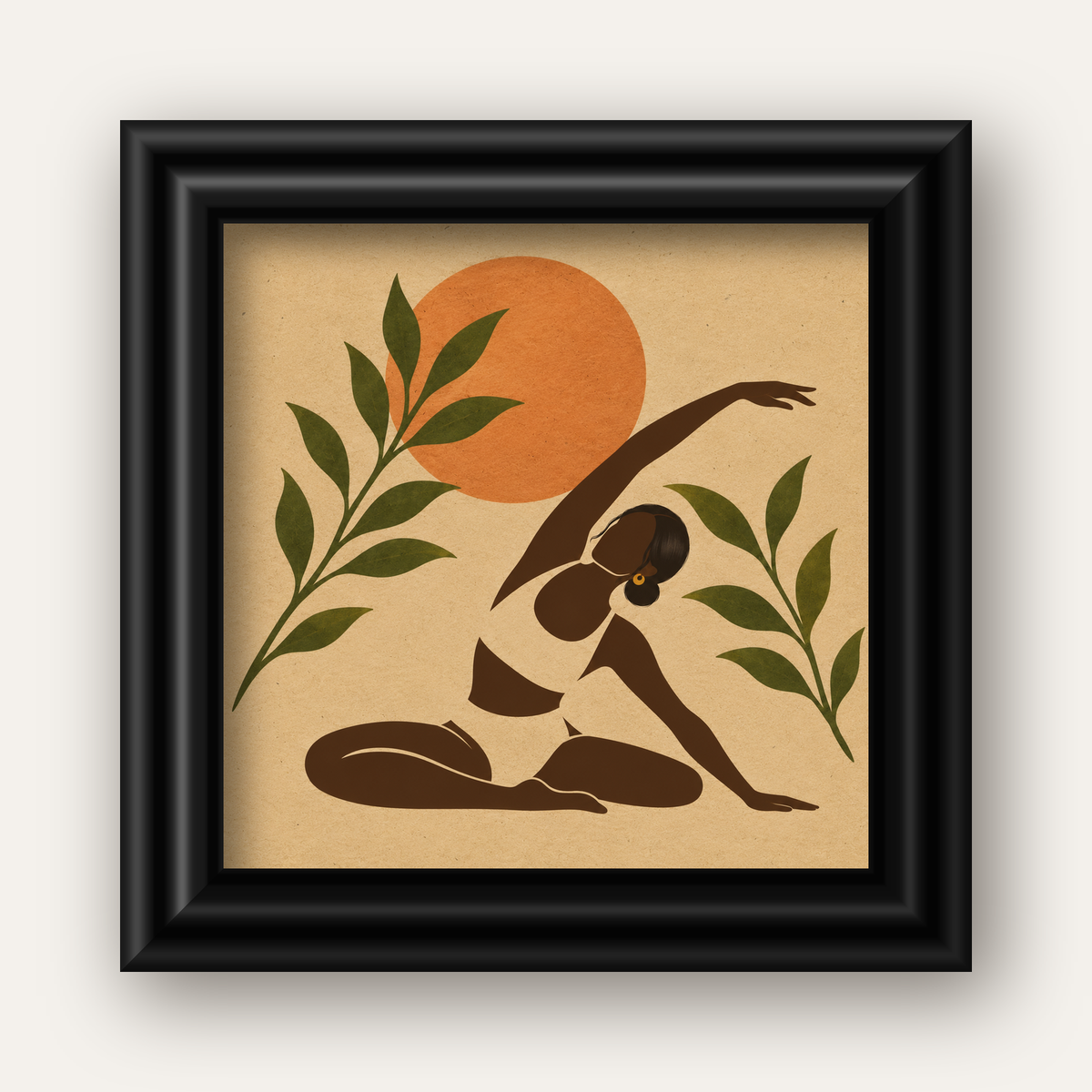 Toprak Akışı Yoga Pozu Poster — siyah galeri çerçeveli