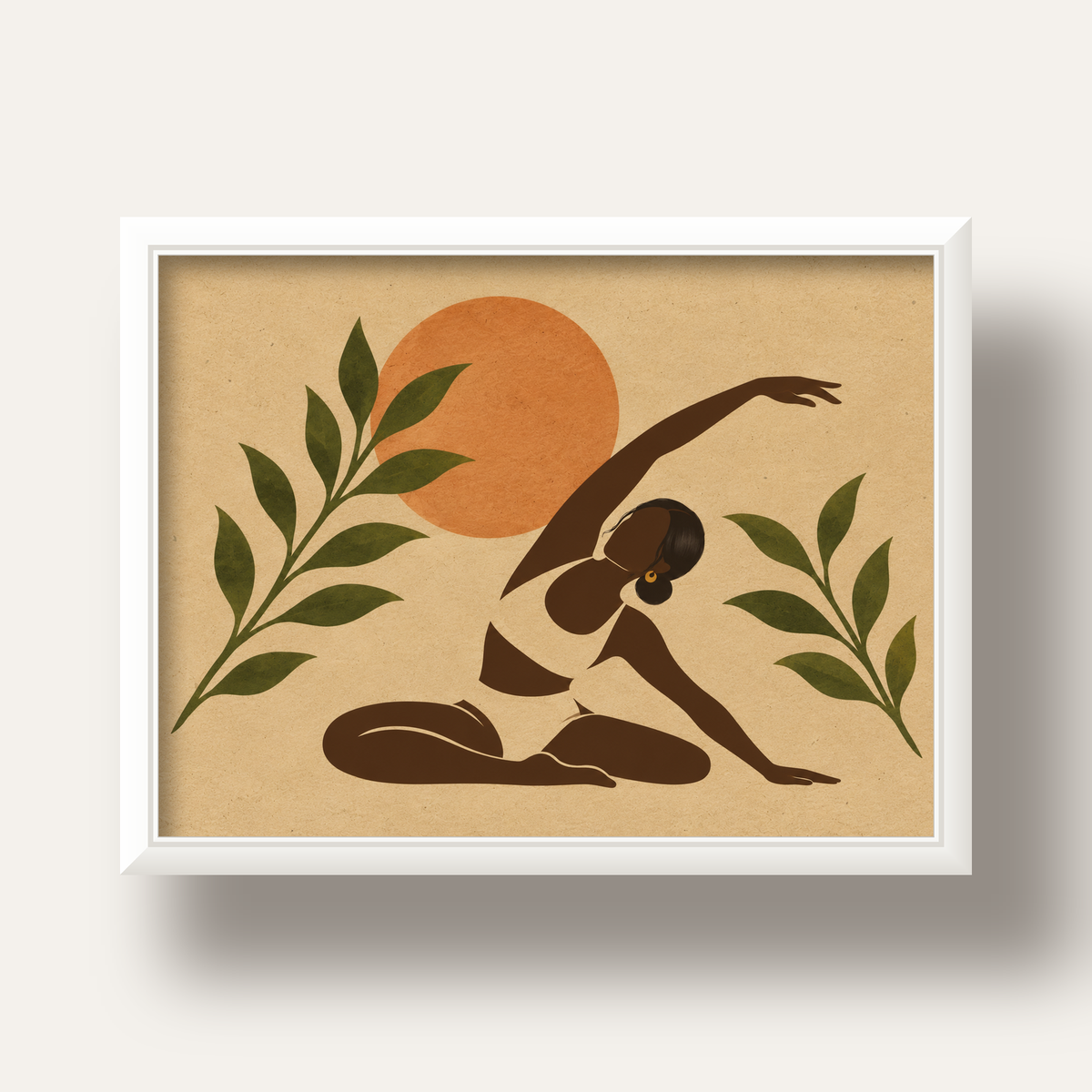 Toprak Akışı Yoga Pozu Poster — beyaz derin çerçeveli