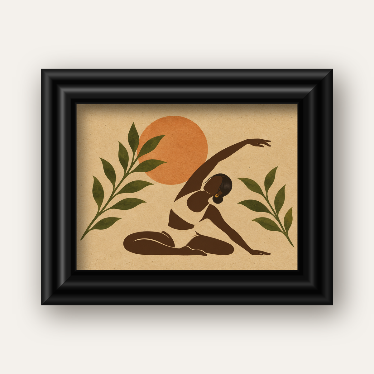 Toprak Akışı Yoga Pozu Poster — siyah galeri çerçeveli