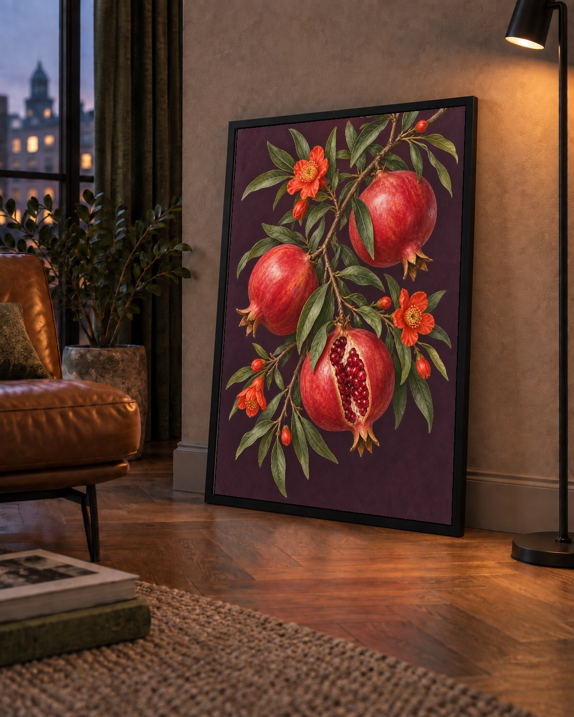Nar Dalı ve Çiçekleri Botanik Sanat Poster Baskısı