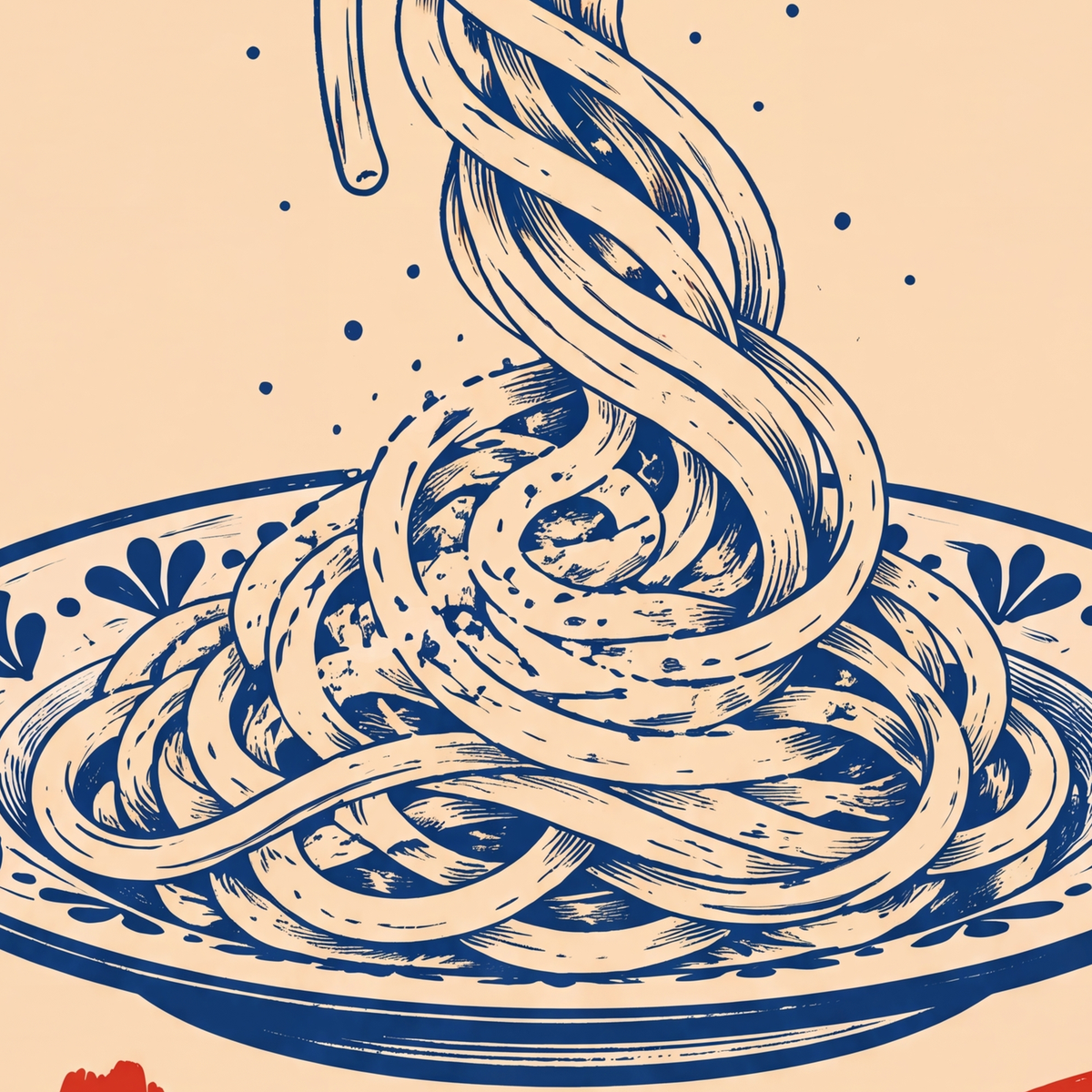 PASTA LA VISTA Retro Spagetti Poster – Mutfak Duvar Dekoru — baskının yakın çekimi, kâğıt dokusu ve renk detayı