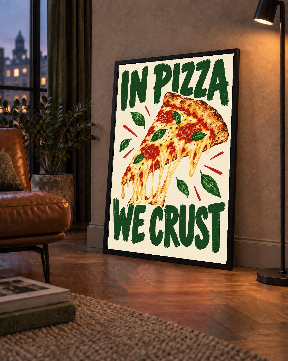 Esprili Pizza Poster – IN PIZZA WE CRUST Sanat Baskısı