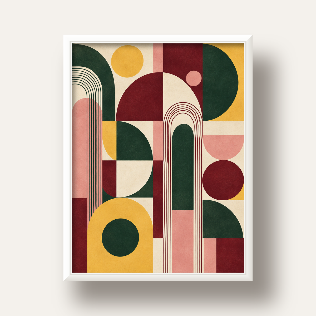 Modern Soyut Geometrik Poster – Minimal & Şık Duvar Dekoru — beyaz derin çerçeveli