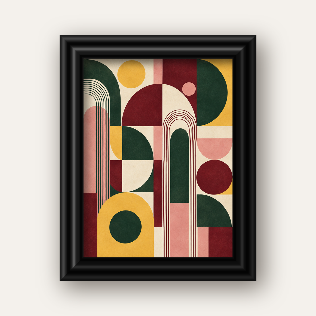 Modern Soyut Geometrik Poster – Minimal & Şık Duvar Dekoru — siyah galeri çerçeveli