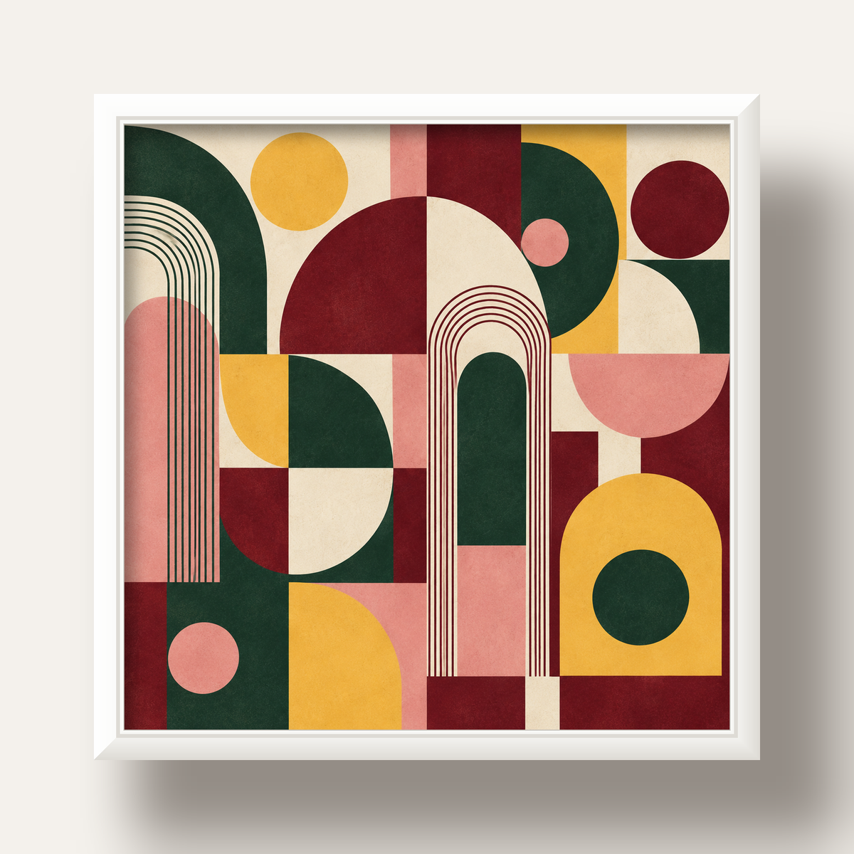 Modern Soyut Geometrik Poster – Minimal & Şık Duvar Dekoru — beyaz derin çerçeveli