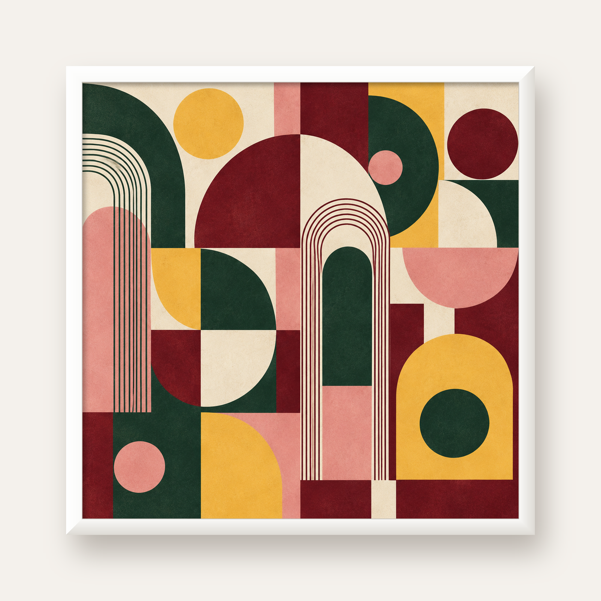 Modern Soyut Geometrik Poster – Minimal & Şık Duvar Dekoru — beyaz çerçeveli kare poster